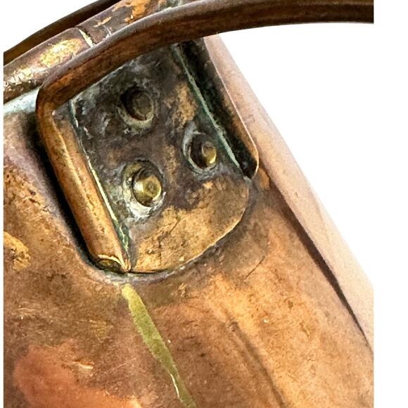 Vintage/Antique Copper Rolled Top Soldered Riveted 80 oz Pitcher-Excellent - Picture 4 of 9